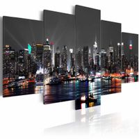 Schilderij - New York City - Grijze lucht, 5luik, premium print - thumbnail