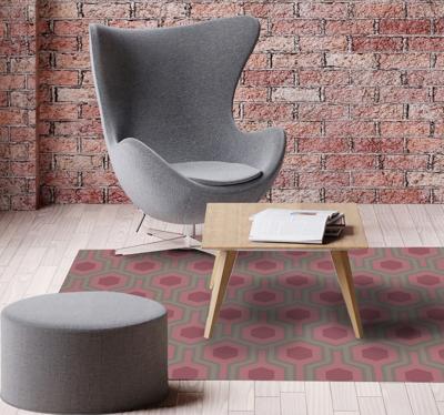 Jaren 70 vinyl vloerkleed 70s roze zeshoeken