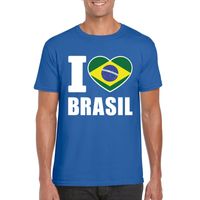 Blauw I love Brazilie fan shirt heren