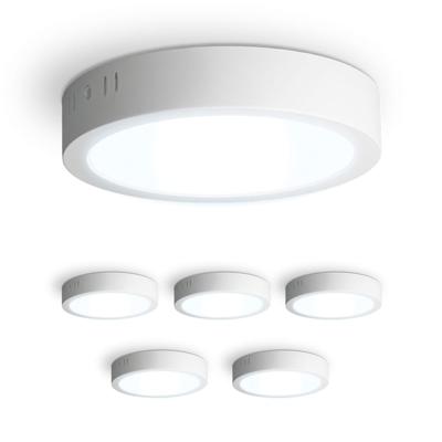 Set van 6 Indiana opbouwspots rond - 12 Watt 1160 Lumen - Wit - 6500K daglicht wit - LED downlight - IP20 stofdicht - 160mm