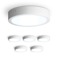 Set van 6 Indiana opbouwspots rond - 12 Watt 1160 Lumen - Wit - 6500K daglicht wit - LED downlight - IP20 stofdicht - 160mm