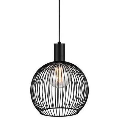 Hanglamp &apos;Aver 30&apos; zwart open ontwerp kooilamp klein E27 fitting DFTP 30cm