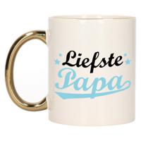 Cadeau koffie/thee mok voor papa - blauw met gouden oor - de liefste - keramiek - Vaderdag   -