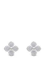 Yoko London boucles d'oreilles Petal en or blanc 18ct serties de perles et diamants - Argent