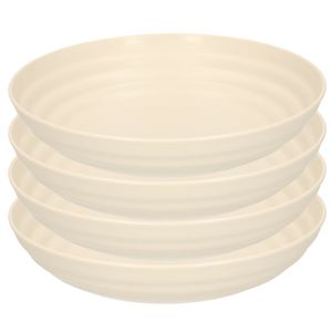 Rond bord/camping - 4x - diep bord - D19 cm - beige - kunststof - onbreekbaar