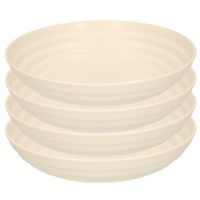 Rond bord/camping - 4x - diep bord - D19 cm - beige - kunststof - onbreekbaar