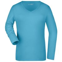 Turquoise dames v-hals shirt lange mouw XL  -