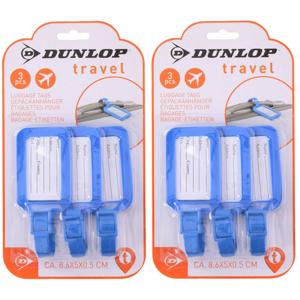 Dunlop Kofferlabels - 6x stuks - blauw - bagagelabels - kunststof - 8 x 5 cm