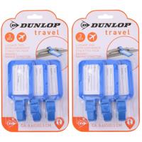 Dunlop Kofferlabels - 6x stuks - blauw - bagagelabels - kunststof - 8 x 5 cm