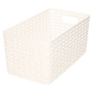 PlasticForte Opbergmand - Kastmand - rotan kunststof - wit - 5 Liter - 15 x 28 x 13 cm - Opbergmanden