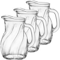 Waterkan - 3x stuks - 1 liter - D15 x H19 cm - glas - schenkkan - sapkan - kannen