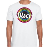 Disco verkleed t-shirt voor heren - disco - wit - jaren 80/80's - carnaval/foute party - thumbnail