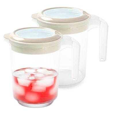 Sapkan / Schenkkan karaf met deksel - 2x - 1500 ml - beige - kunststof - met mix en navul dop