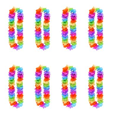 Hawaii krans slinger - 8x - regenboog kleuren mix - Carnaval - Themafeest - Pride