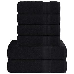VidaXL 6-delige handdoekenset 360 g/m² 100% katoen zwart