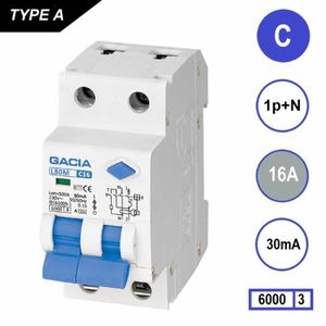 GACIA aardlekautomaat C16 1p+n C16A 30mA 6kA