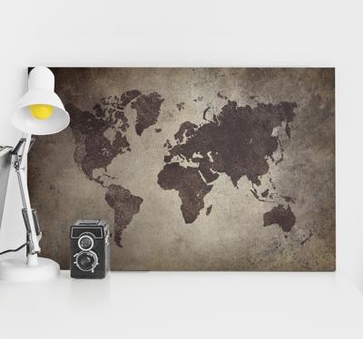 Wereldkaart canvas schilderij Mapamundi vintage
