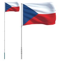 vidaXL Vlag met vlaggenmast Tsjechië 5,55 m aluminium - thumbnail