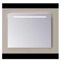 Spiegel Sanicare Q-Mirrors 85x60 cm PP-Geslepen Vierkant Met Boven & Onder Gezandstraalde Strook LED Cold White en Afstandsbediening incl.