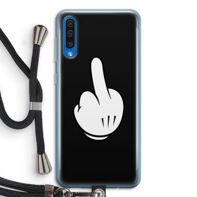Middle finger black: Samsung Galaxy A50 Transparant Hoesje met koord