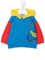 Moschino Kids hoodie colour block à fermeture zippée - Bleu