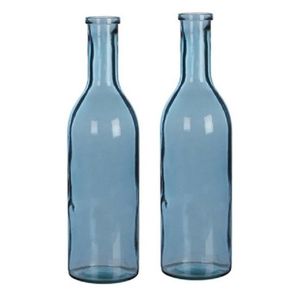 2x Glazen fles / vaas blauw 50 x 15 cm