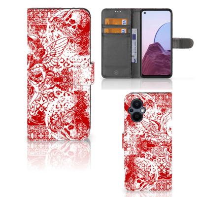 Telefoonhoesje met Naam OPPO Reno 8 Lite | OnePlus Nord N20 Angel Skull Rood