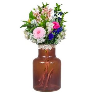 Bela Arte Bloemenvaas Milan - transparant bruin - D15 x H20 cm - melkb