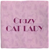 Plenty Gifts tegeltje keramiek crazy cat lady 10x10cm roze