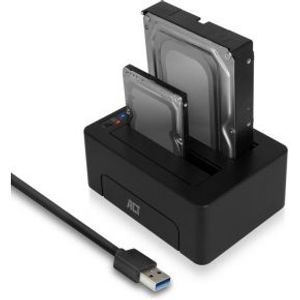 ACT 2,5 en 3,5 inch SATA Dual harde schijf docking station, USB 3.2 Gen1