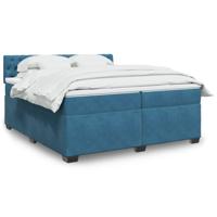 Boxspring met matras fluweel blauw 200x200 cm