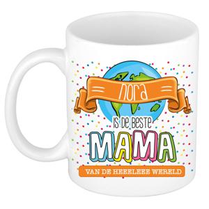 Naam mok mama Nora - wit - de beste - keramiek - 300 ml - Moederdag/verjaardag