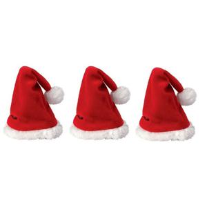 Mini kerstmuts - 3x - rood - 12 x 20 cm - polyester - voor knuffels/poppen