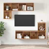 Tv-meubelset 4 pcs Oud hout 37 x 37 x 142.5 cm Bewerkt hout
