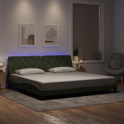 Bedframe met LED zonder matras fluweel lichtgrijs 200x200 cm