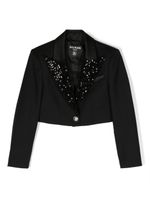 Balmain Kids blazer crop à revers ornés de sequins - Noir