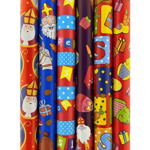 Sinterklaaspapier Inpakpapier Cadeaupapier Assortiment H2 - 70 cm x 3 meter - 5 rollen