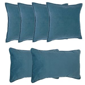 Bank/sierkussens huiskamer Sophia - set 6x stuks - Blauw - polyester - met rits - In 2 formaten