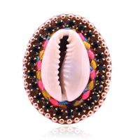 Handgemaakte verstelbare leren Boho ring multicolor met schelp en kristal