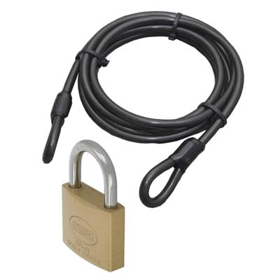 Staalkabel met 60 mm hangslot - 5m x 12mm kabel - geplastificeerd staaldraad - kabelslot met sleutel