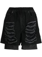 izzue short en jean à effet usé - Noir