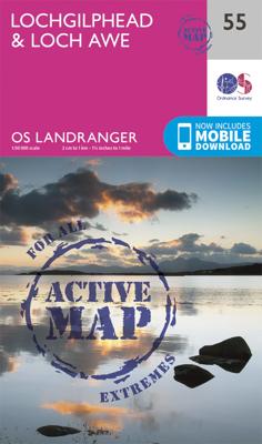 Wandelkaart - Topografische kaart 55 Landranger Active Lochgilphead / Loch Awe | Ordnance Survey