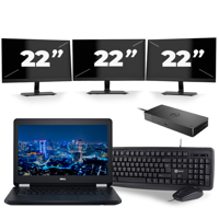 Dell Latitude E5270 - Intel Core i5-6e Generatie - 12 inch - 8GB RAM - 256GB SSD - Windows 11 + 3x 22 inch Monitor