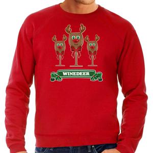 Foute Kersttrui/sweater voor heren - winedeer - rood - wijn - rendier - Rudolf