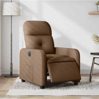 Fauteuil verstelbaar elektrisch stof bruin