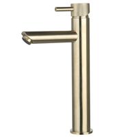 Wastafelmengkraan Opbouw Sanilux Ibex Hoog Rond Met Geribbeld Knop Geborsteld Goud Sanilux