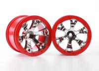 Traxxas - Wheels, Geode 2.2 (Chrome, Red Beadlock Style) (12Mm Hex) (2) (TRX-7271)