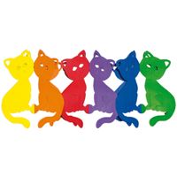 Regenboog verjaardagsslinger katten/poezen 3 meter   - - thumbnail