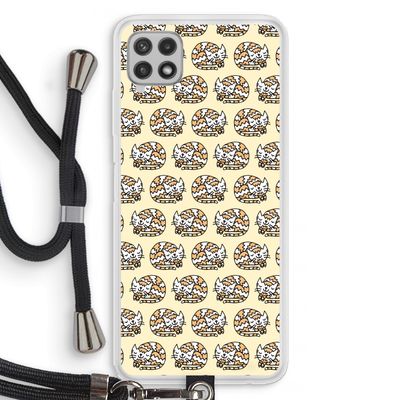 Slapende poes: Samsung Galaxy A22 4G Transparant Hoesje met koord