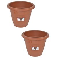 Set van 2x stuks terra cotta kleur ronde plantenpot/bloempot kunststof diameter 40 cm